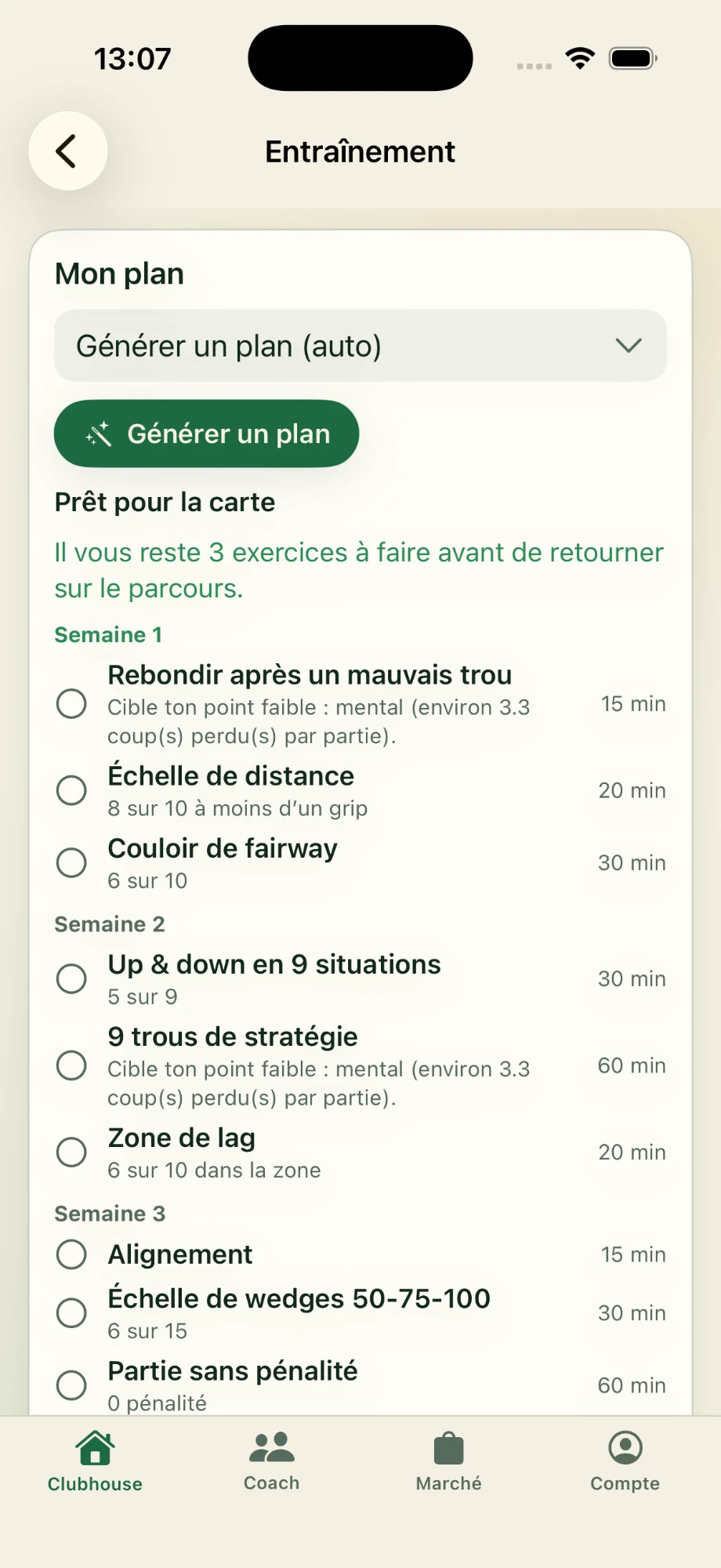 Plan d’entraînement