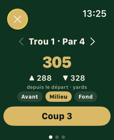 Apple Watch · Distances au green